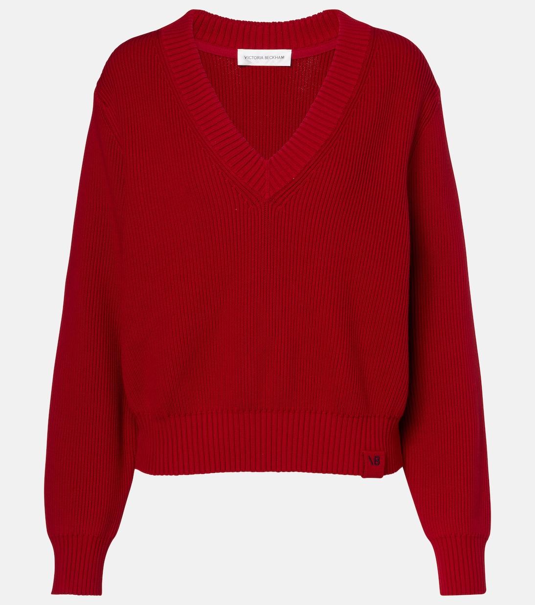 Ribbed-knit cotton and silk-blend sweater | Victoria Beckham