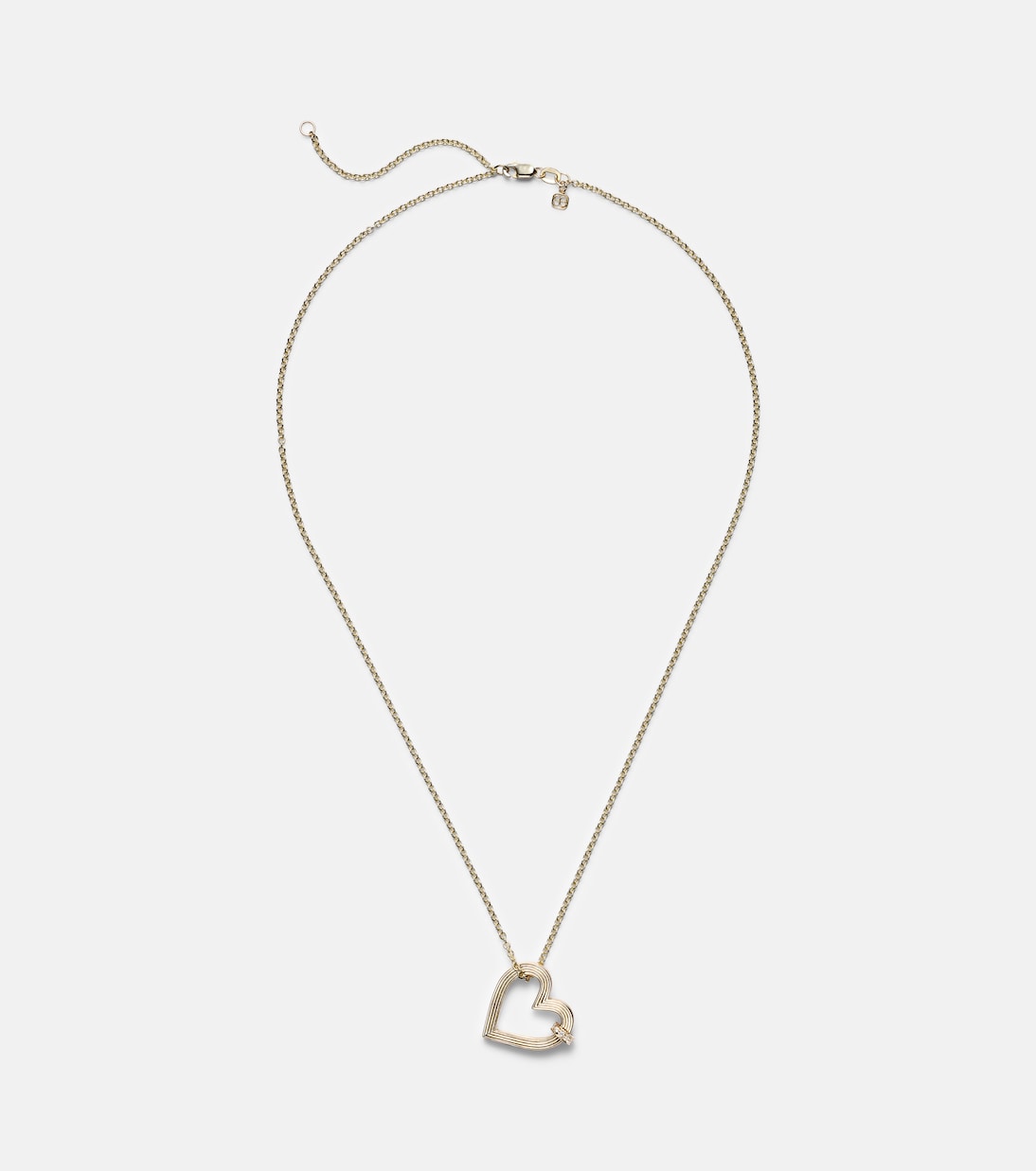 Halskette Fluted Heart aus 14kt Gelbgold (585/1000) mit Diamanten | Sydney Evan