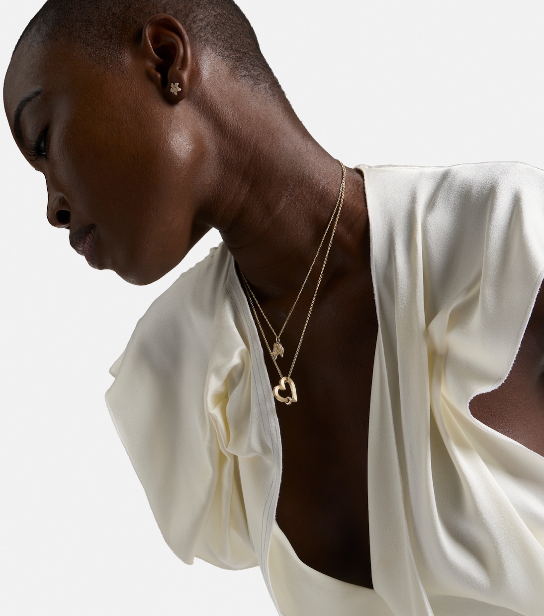 Halskette Fluted Heart aus 14kt Gelbgold (585/1000) mit Diamanten | Sydney Evan