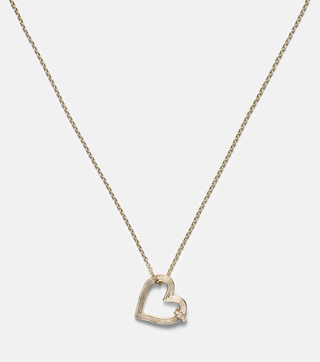Halskette Fluted Heart aus 14kt Gelbgold (585/1000) mit Diamanten | Sydney Evan