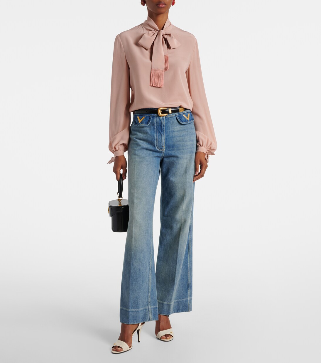 Mid-Rise Wide-Leg Jeans VGold | Valentino