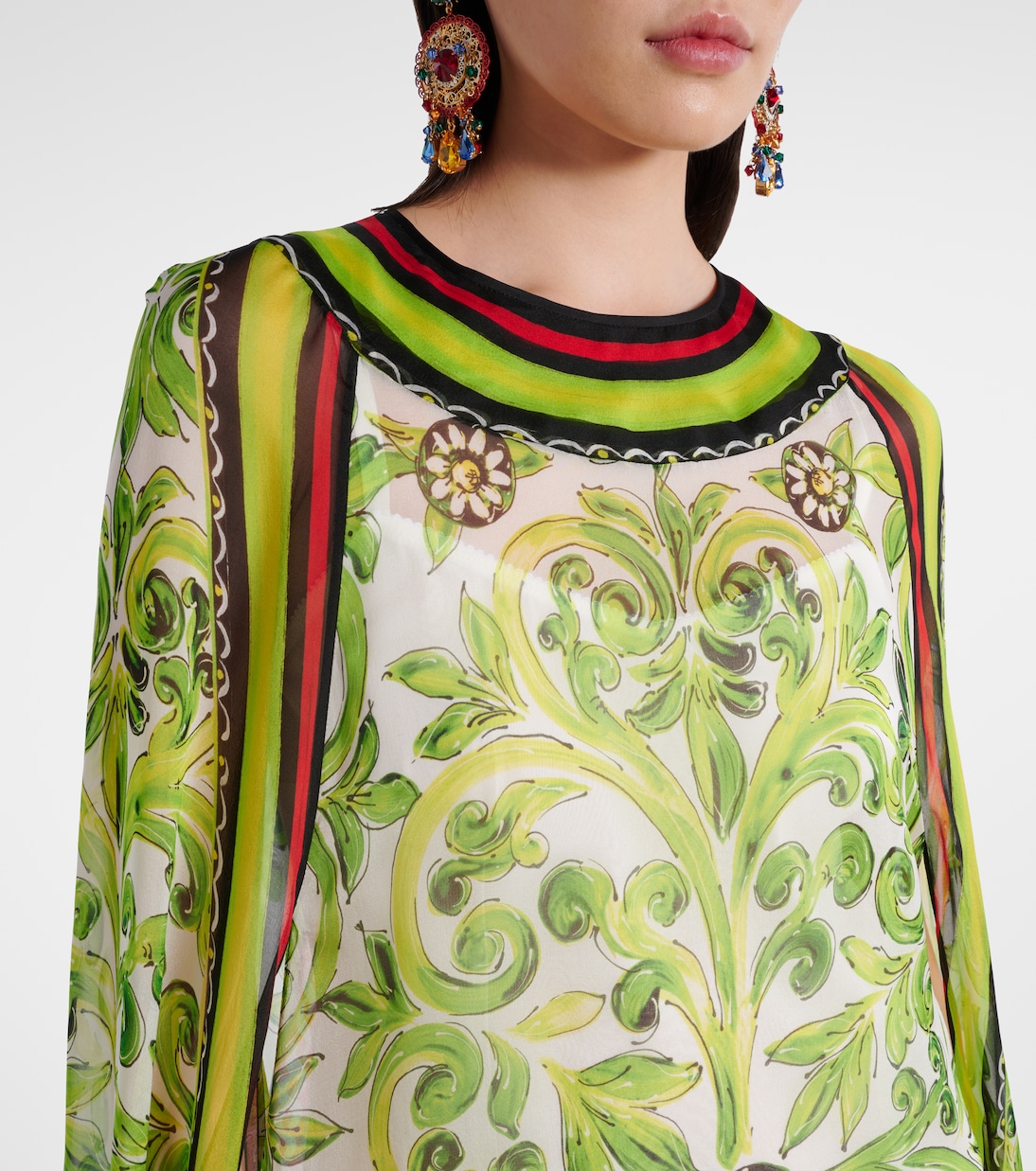 Robe longue imprimée en soie | Dolce&Gabbana