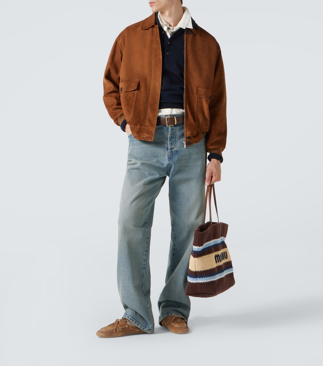 Embossed suede blouson | Miu Miu