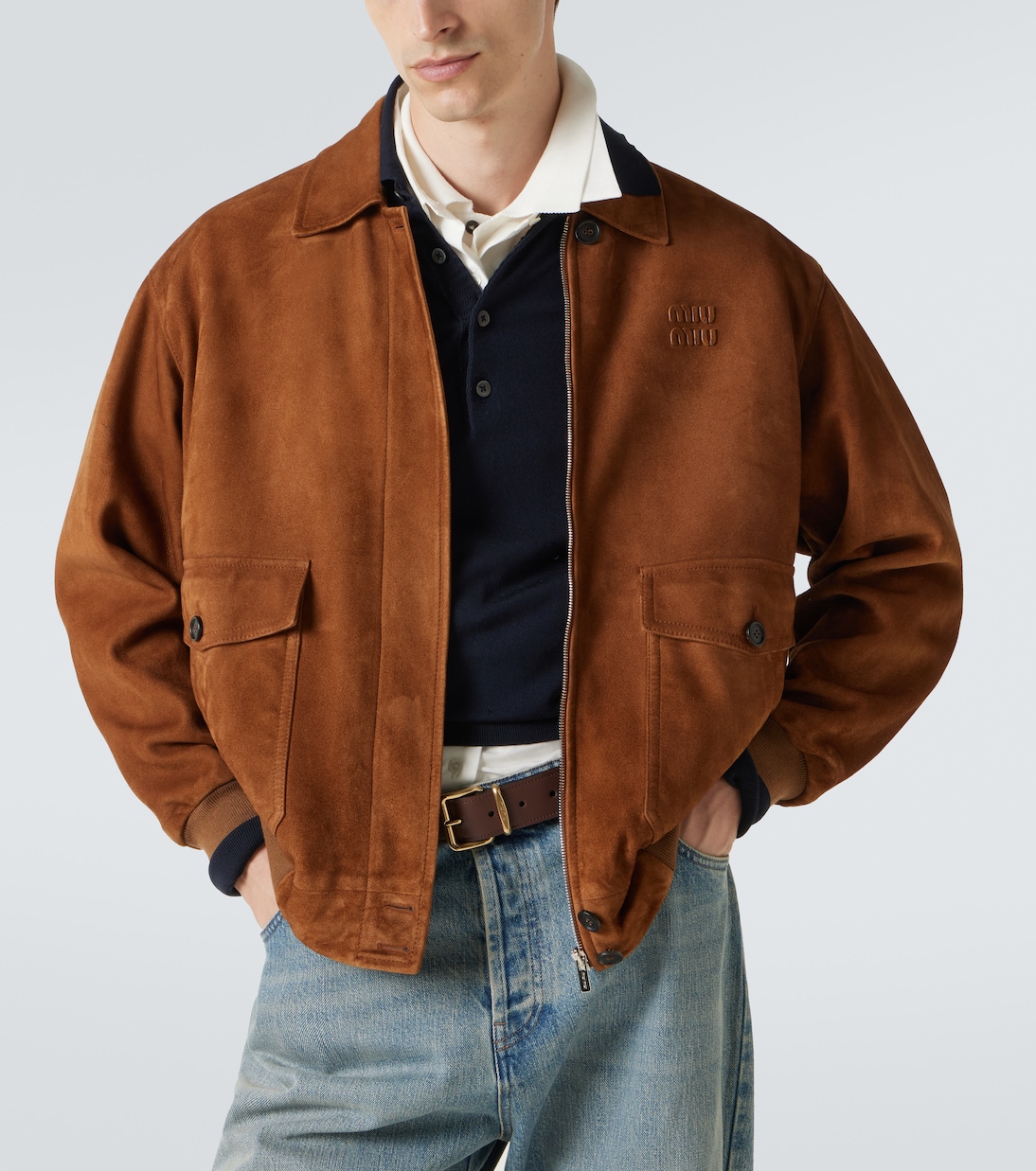 Embossed suede blouson | Miu Miu