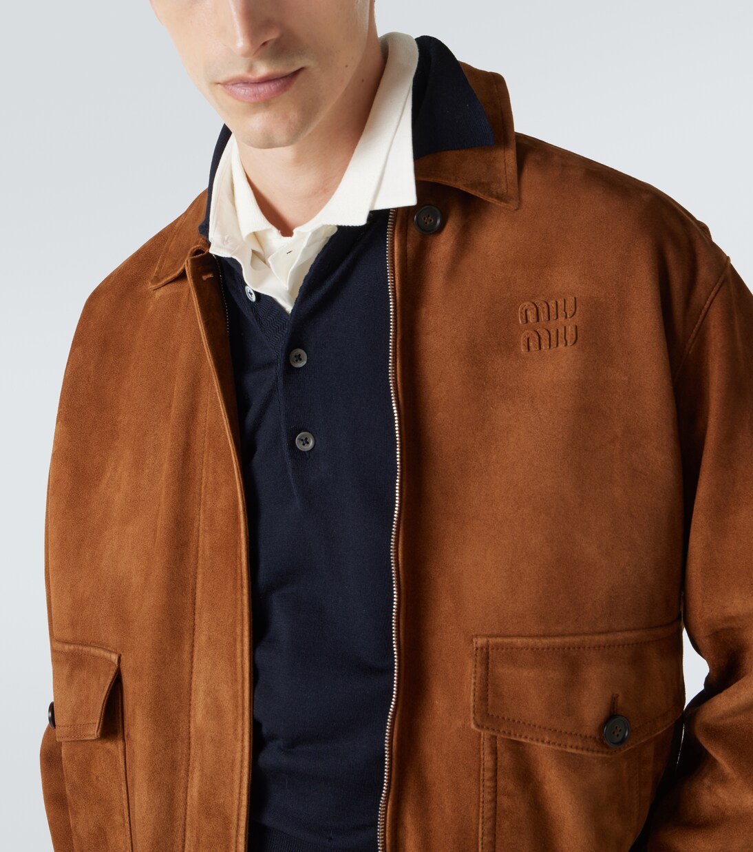 Embossed suede blouson | Miu Miu
