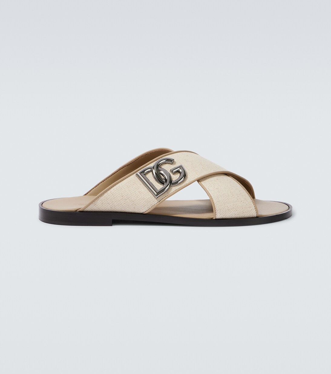 DG leather-trimmed canvas slides | Dolce&Gabbana