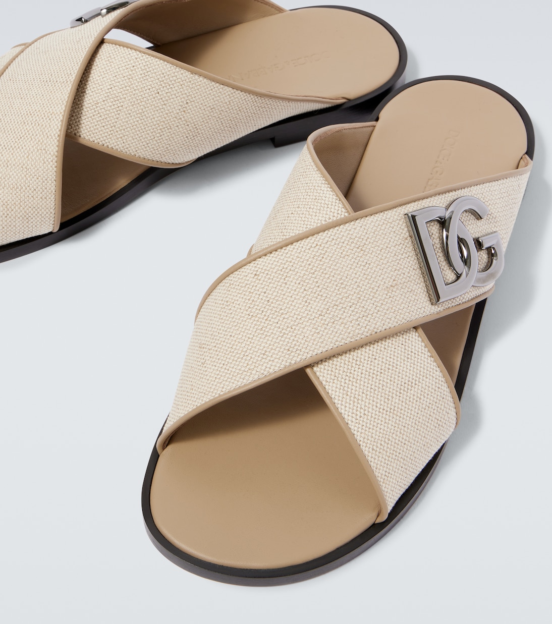 DG leather-trimmed canvas slides | Dolce&Gabbana