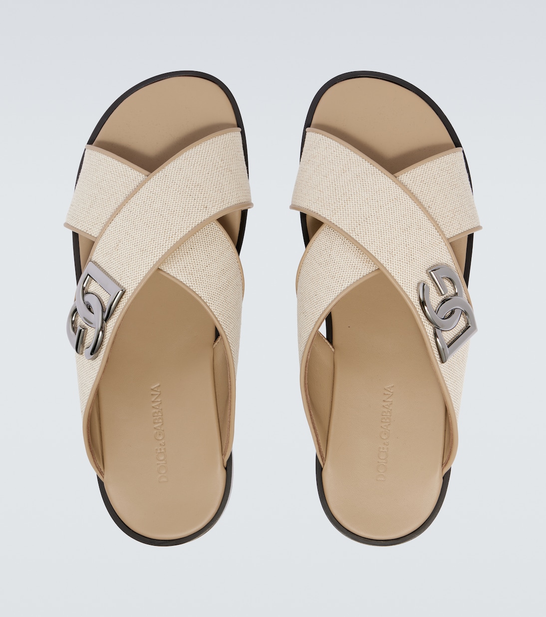 DG leather-trimmed canvas slides | Dolce&Gabbana