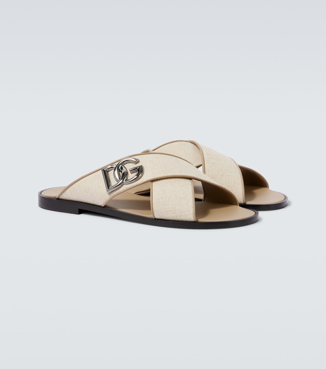 DG leather-trimmed canvas slides | Dolce&Gabbana