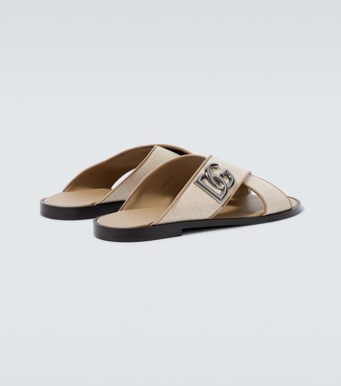 DG leather-trimmed canvas slides | Dolce&Gabbana