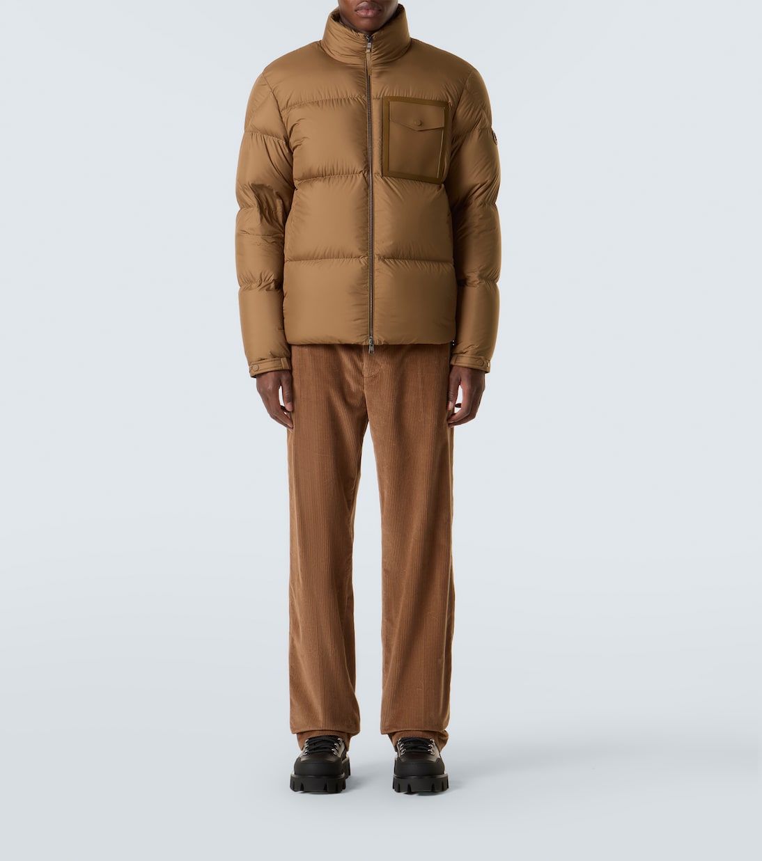Chinon leather-trimmed down jacket | Moncler