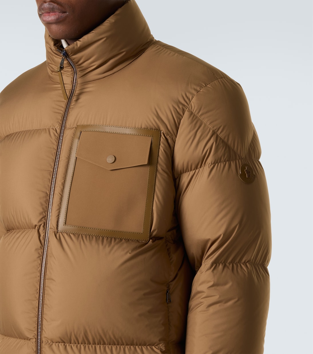 Chinon leather-trimmed down jacket | Moncler