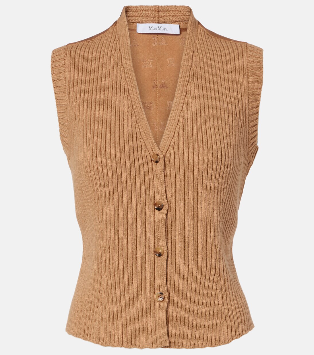 Madre paneled wool-blend and satin vest | Max Mara