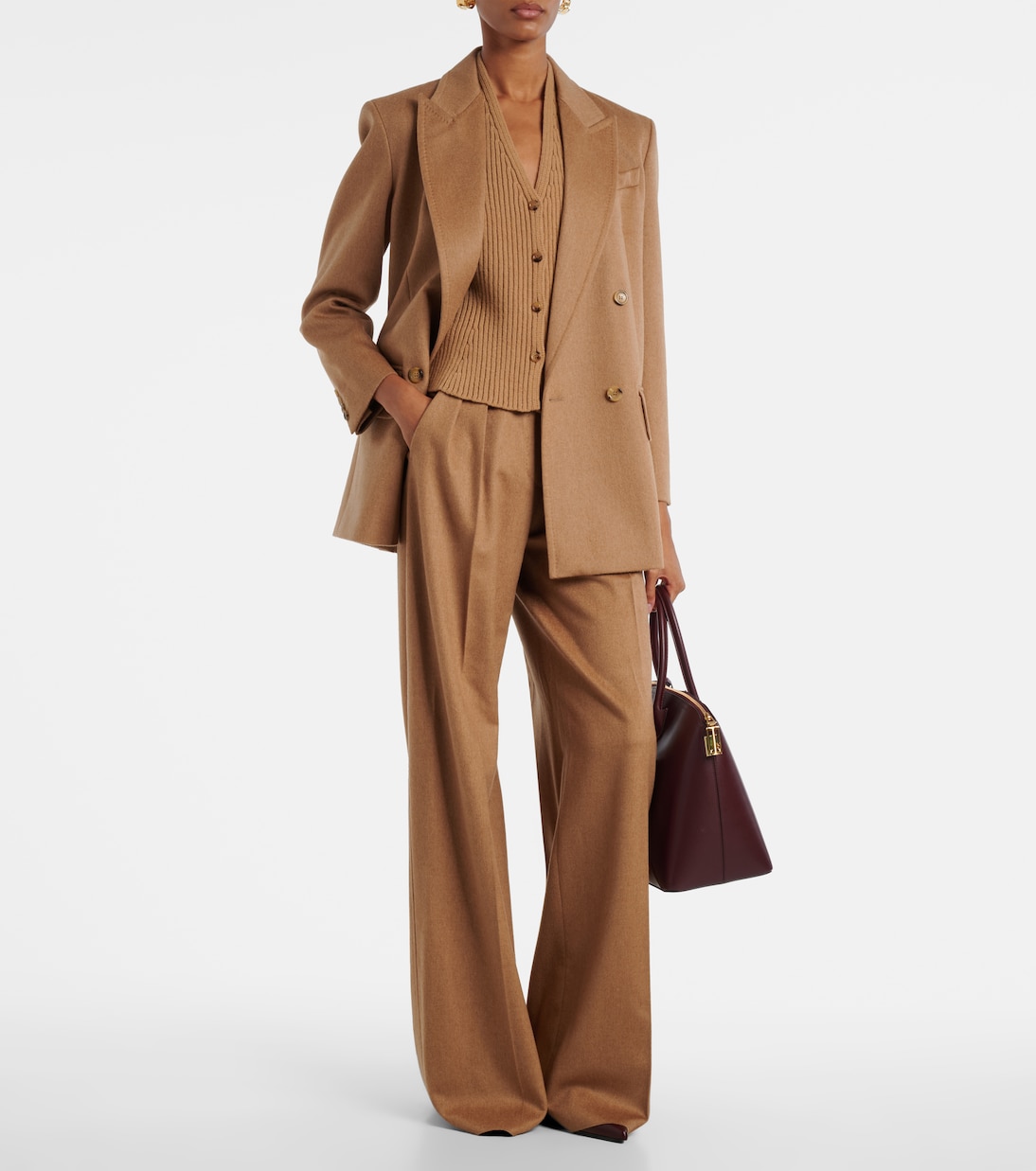Madre paneled wool-blend and satin vest | Max Mara