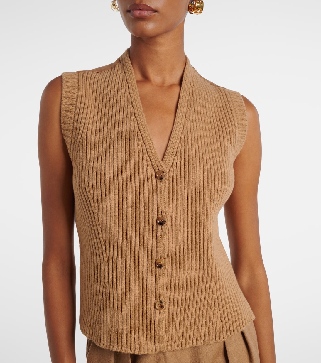 Madre paneled wool-blend and satin vest | Max Mara