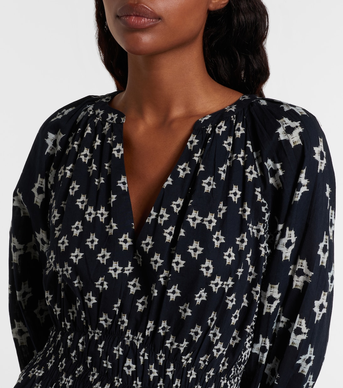 Robe midi Elen brodée en coton | Velvet