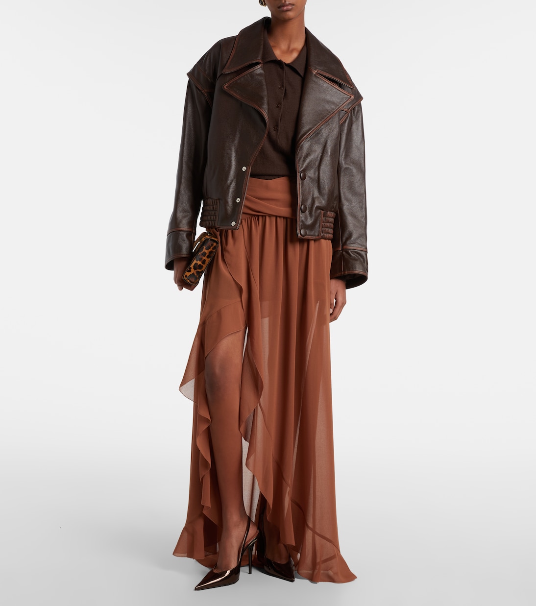 Anok 105 mirrored leather slingback pumps | Amina Muaddi