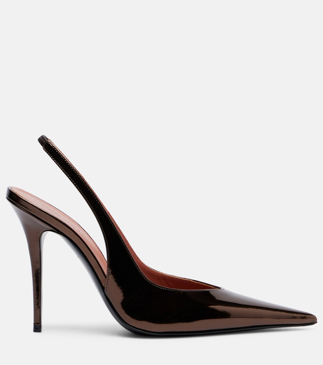 Anok 105 mirrored leather slingback pumps | Amina Muaddi