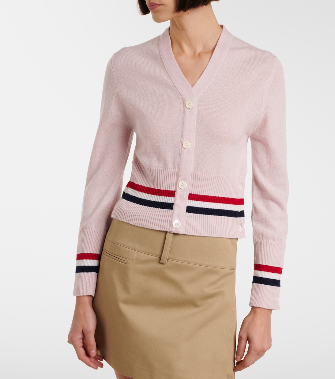 Cardigan cropped in cashmere | Thom Browne