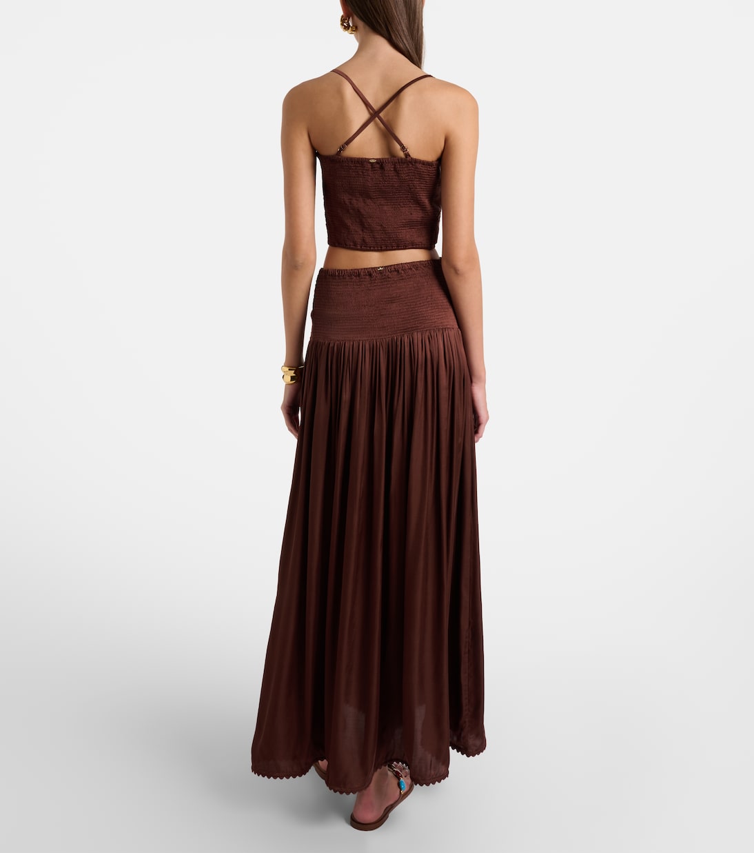 Carla pleated satin maxi skirt | Poupette St Barth