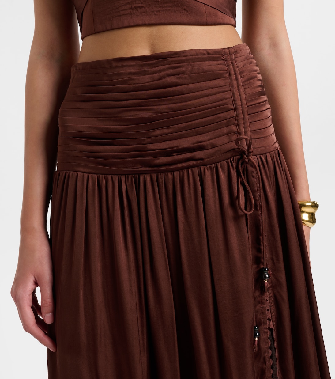 Carla pleated satin maxi skirt | Poupette St Barth