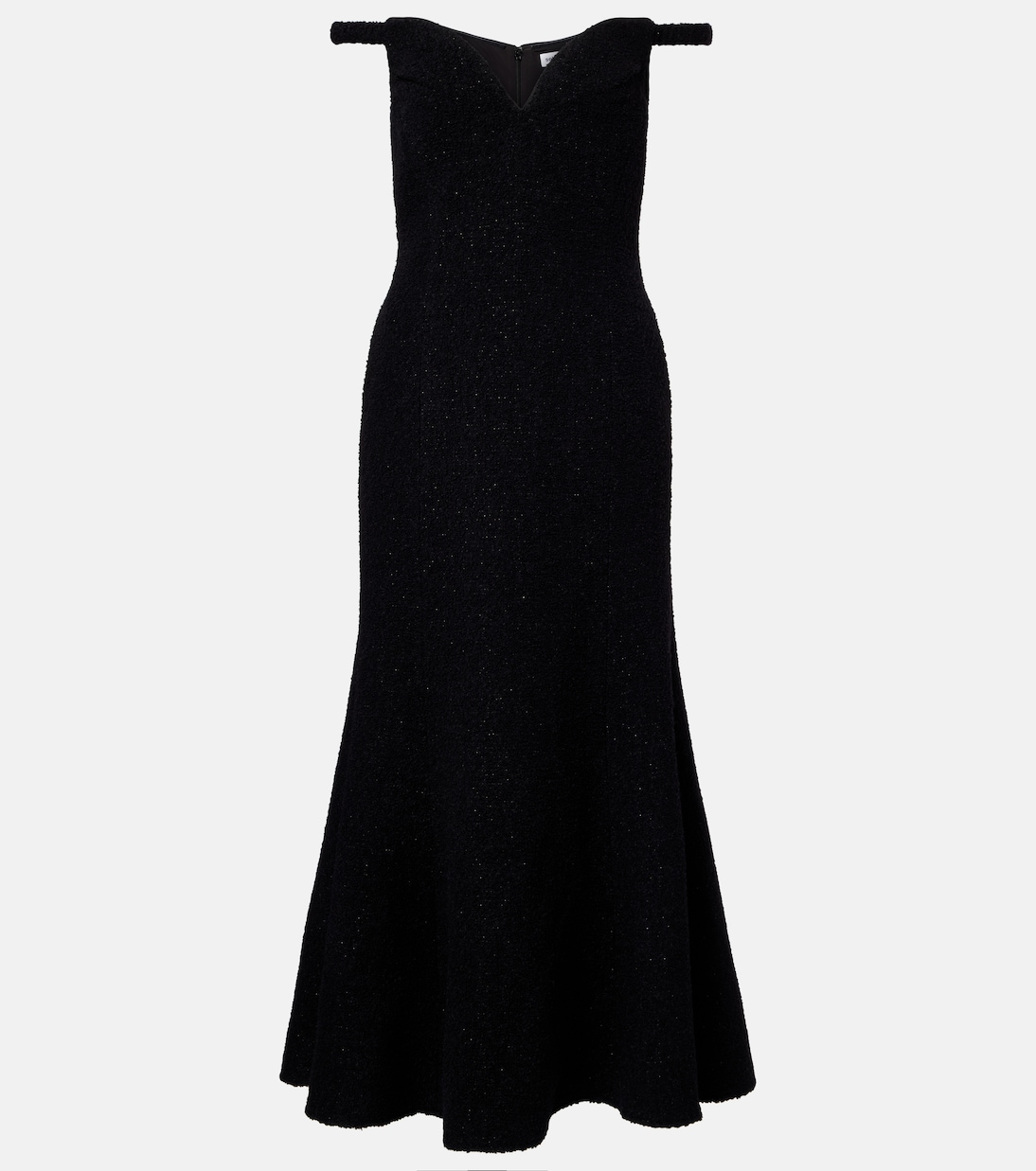 Off-Shoulder-Midikleid aus Bouclé | Self-Portrait