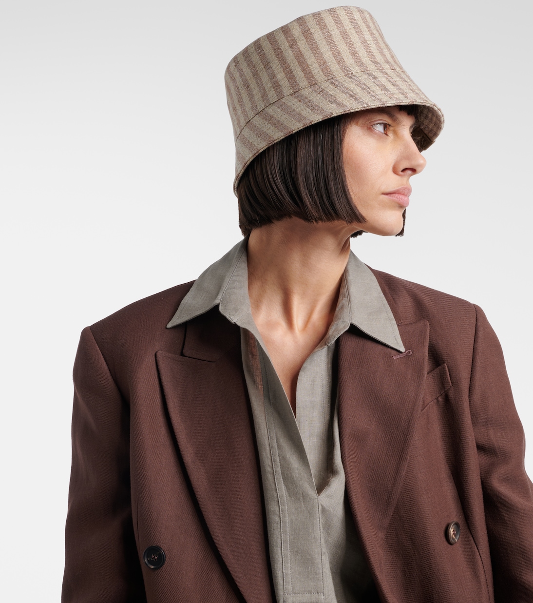 Chapeau bob rayé en toile | Brunello Cucinelli