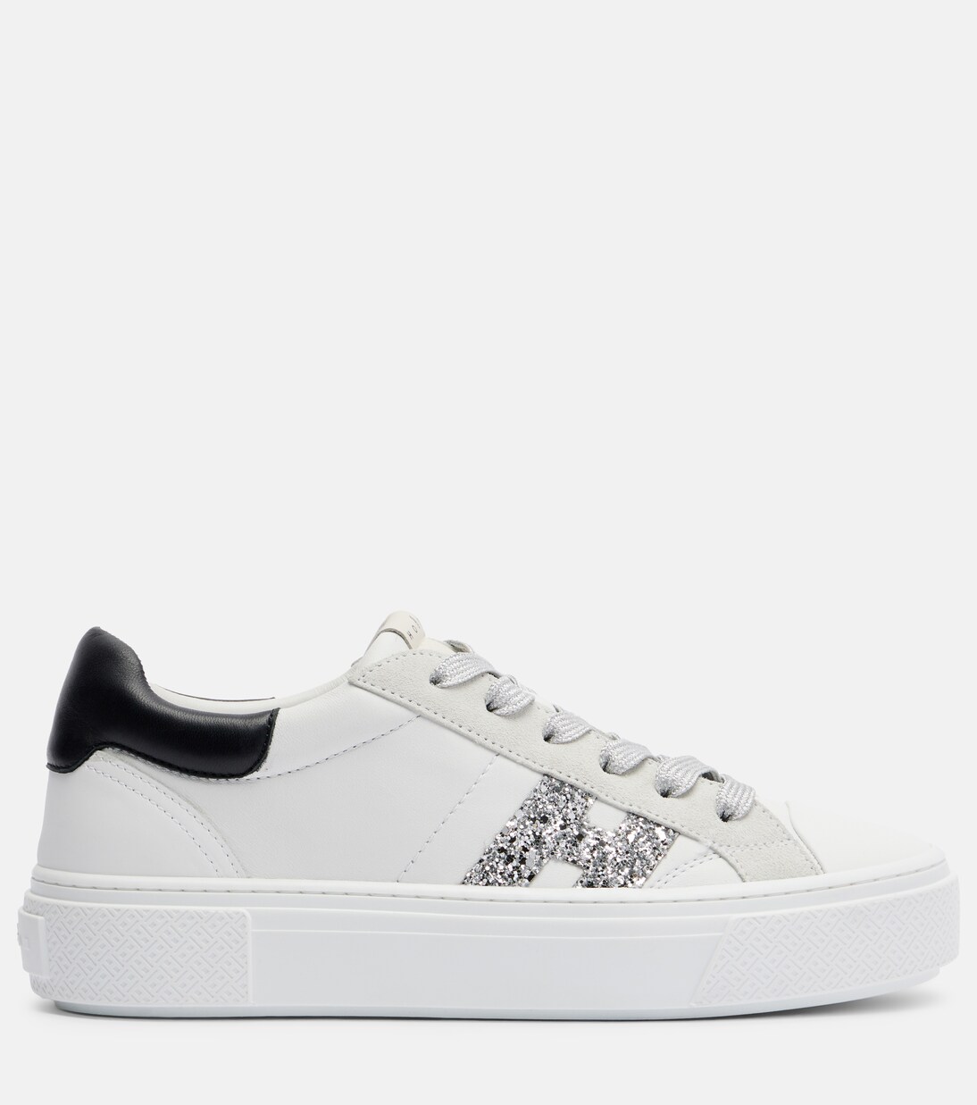 H705 Allacciato H glitter leather platform sneakers | Hogan