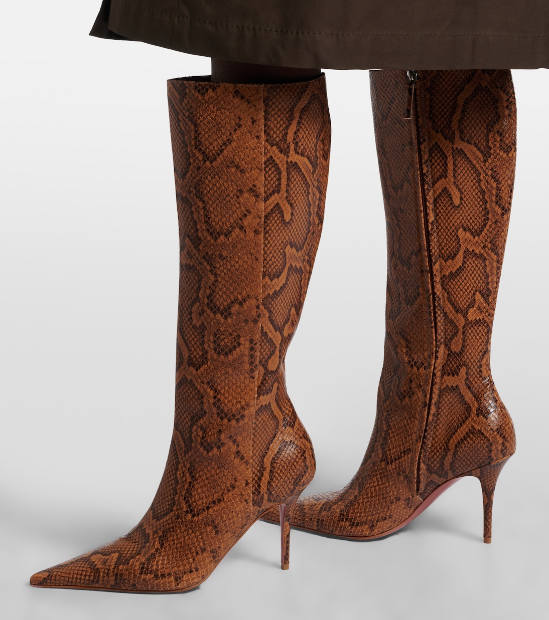 Botas altas Barbara de piel grabada | Amina Muaddi