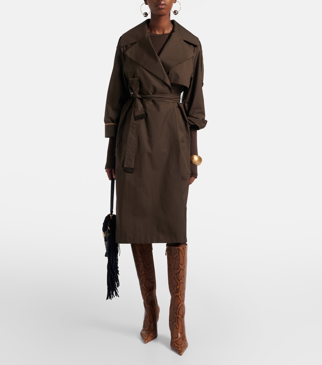 Botas altas Barbara de piel grabada | Amina Muaddi