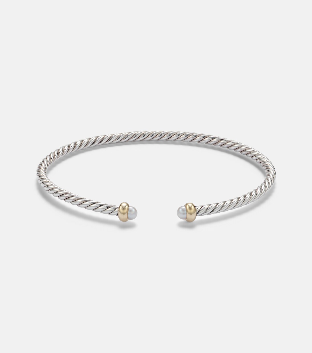 Micro Cable Flex® sterling silver and 14kt gold cuff bracelet with pearls | David Yurman