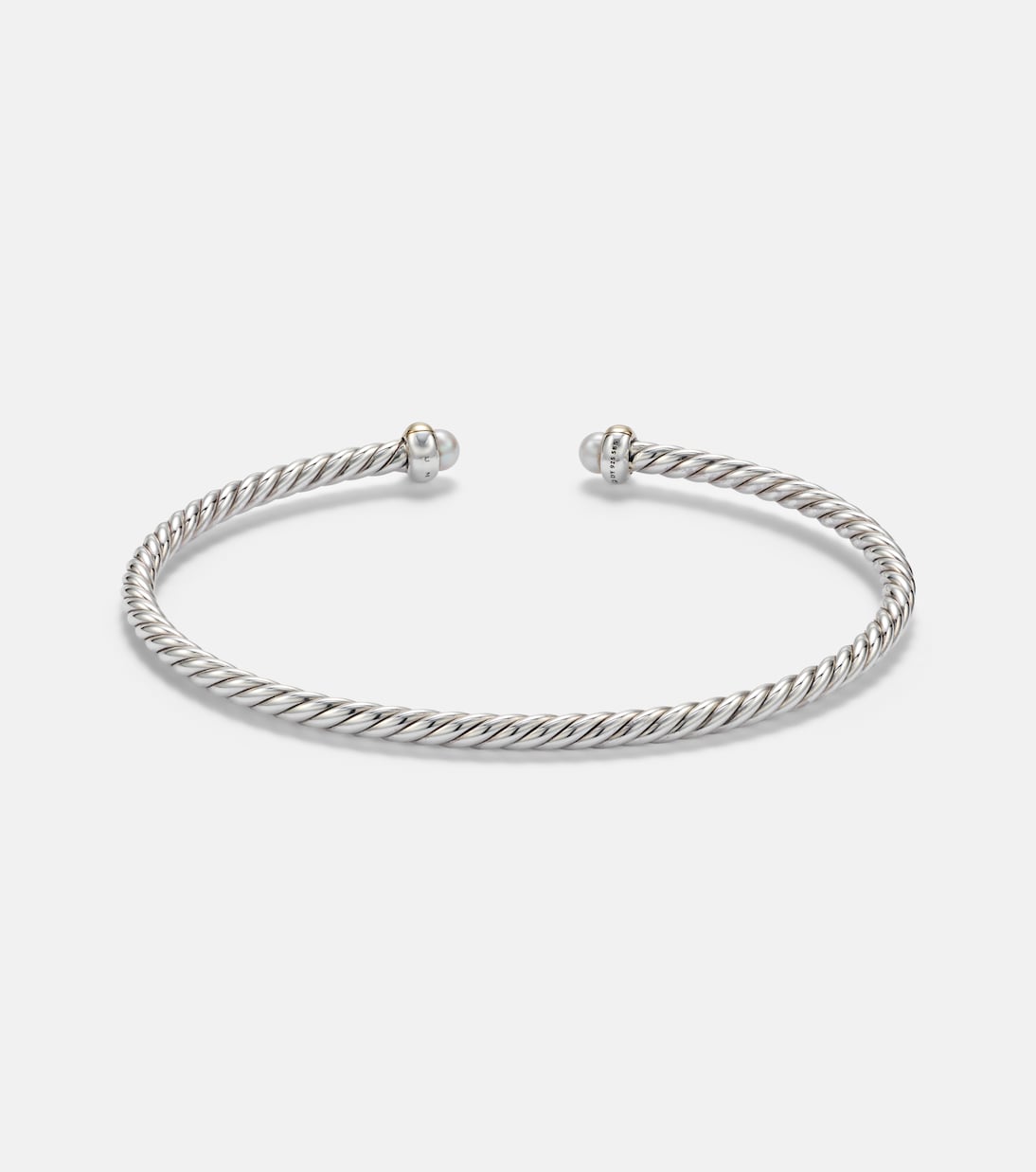 Micro Cable Flex® sterling silver and 14kt gold cuff bracelet with pearls | David Yurman