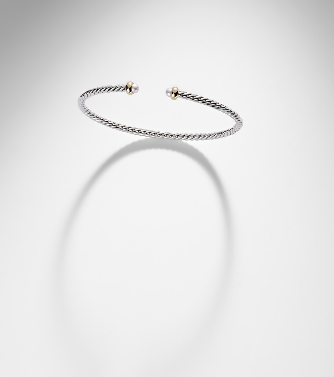 Micro Cable Flex® sterling silver and 14kt gold cuff bracelet with pearls | David Yurman