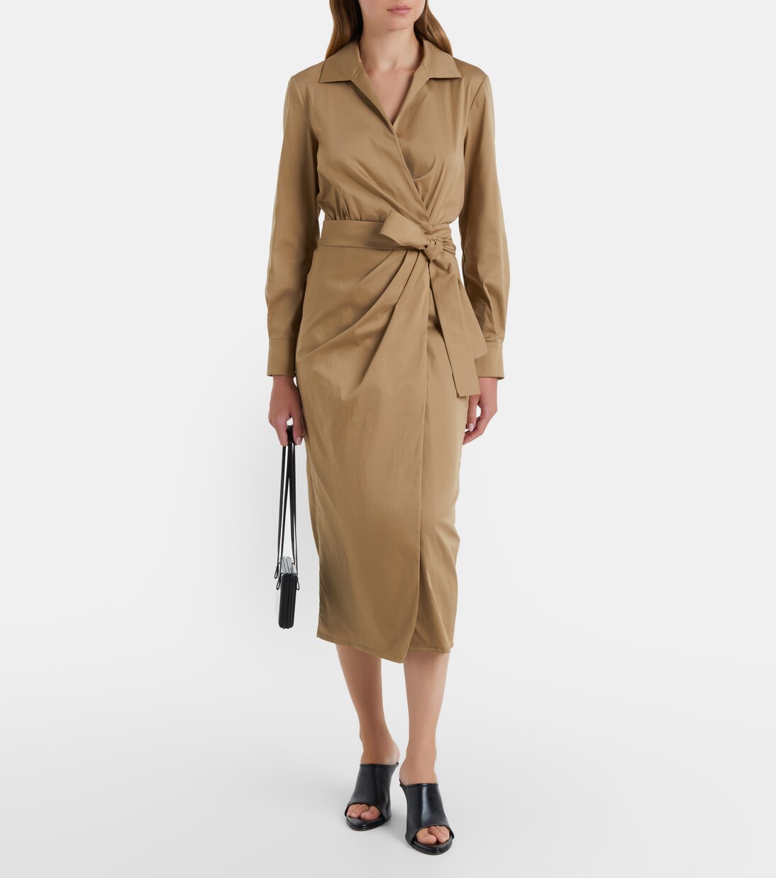 Beta cotton-blend satin wrap dress | Max Mara