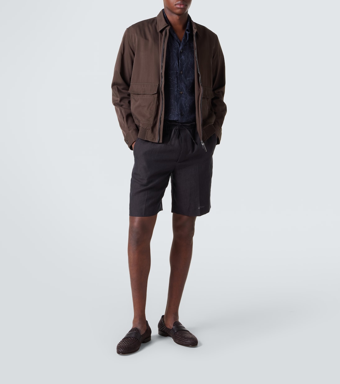 Giacca blouson in seta con pelle | Brioni