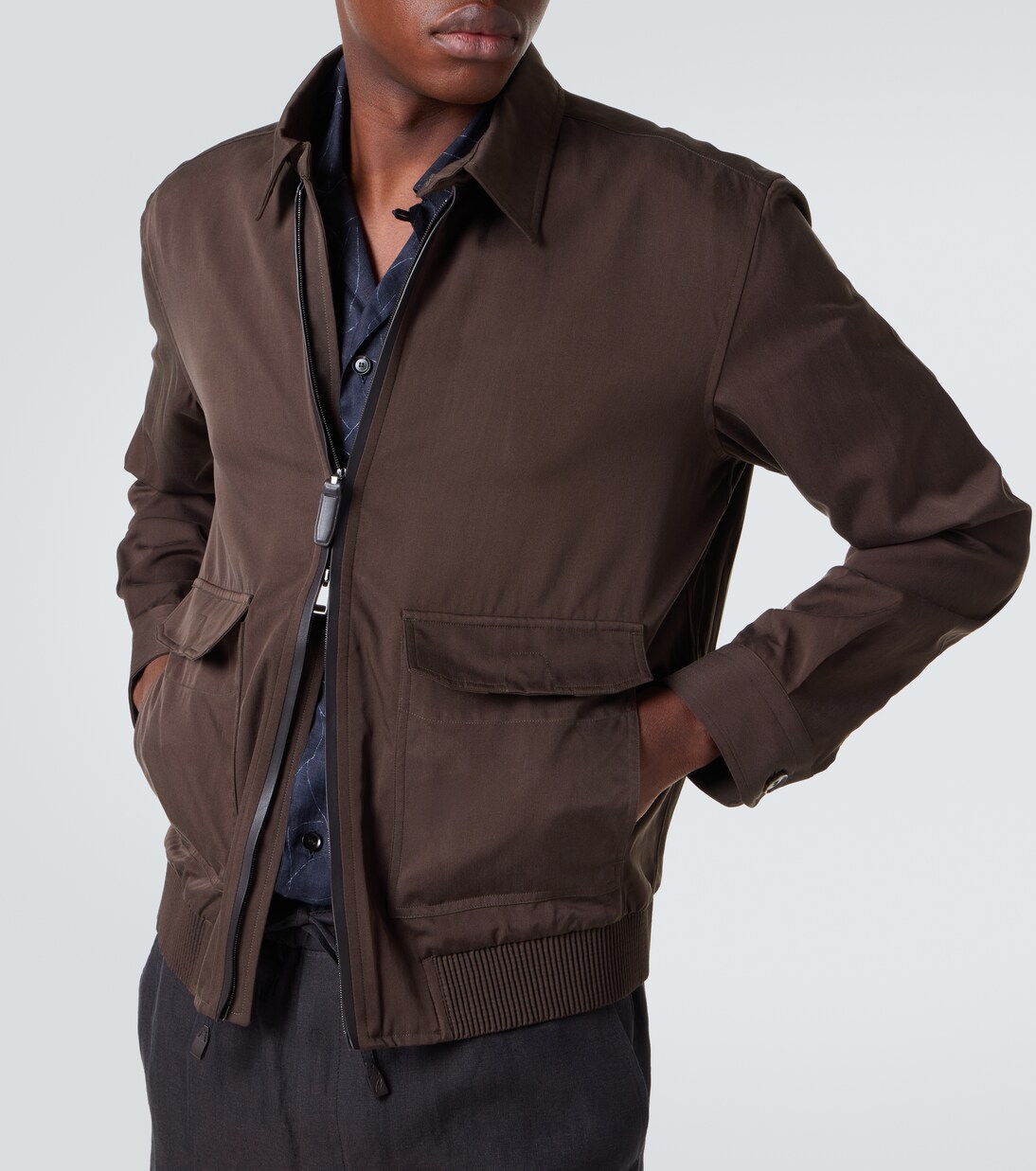 Giacca blouson in seta con pelle | Brioni