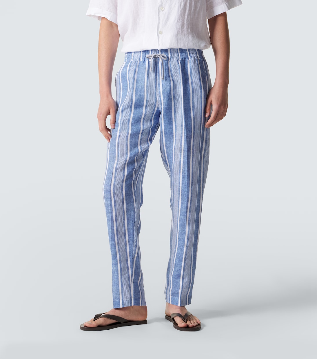 Pantalones rectos de lino a rayas | Fedeli