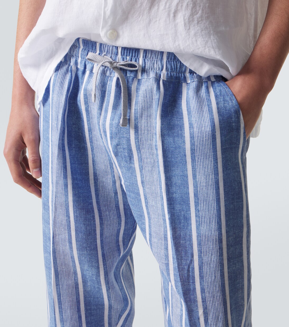 Pantalones rectos de lino a rayas | Fedeli