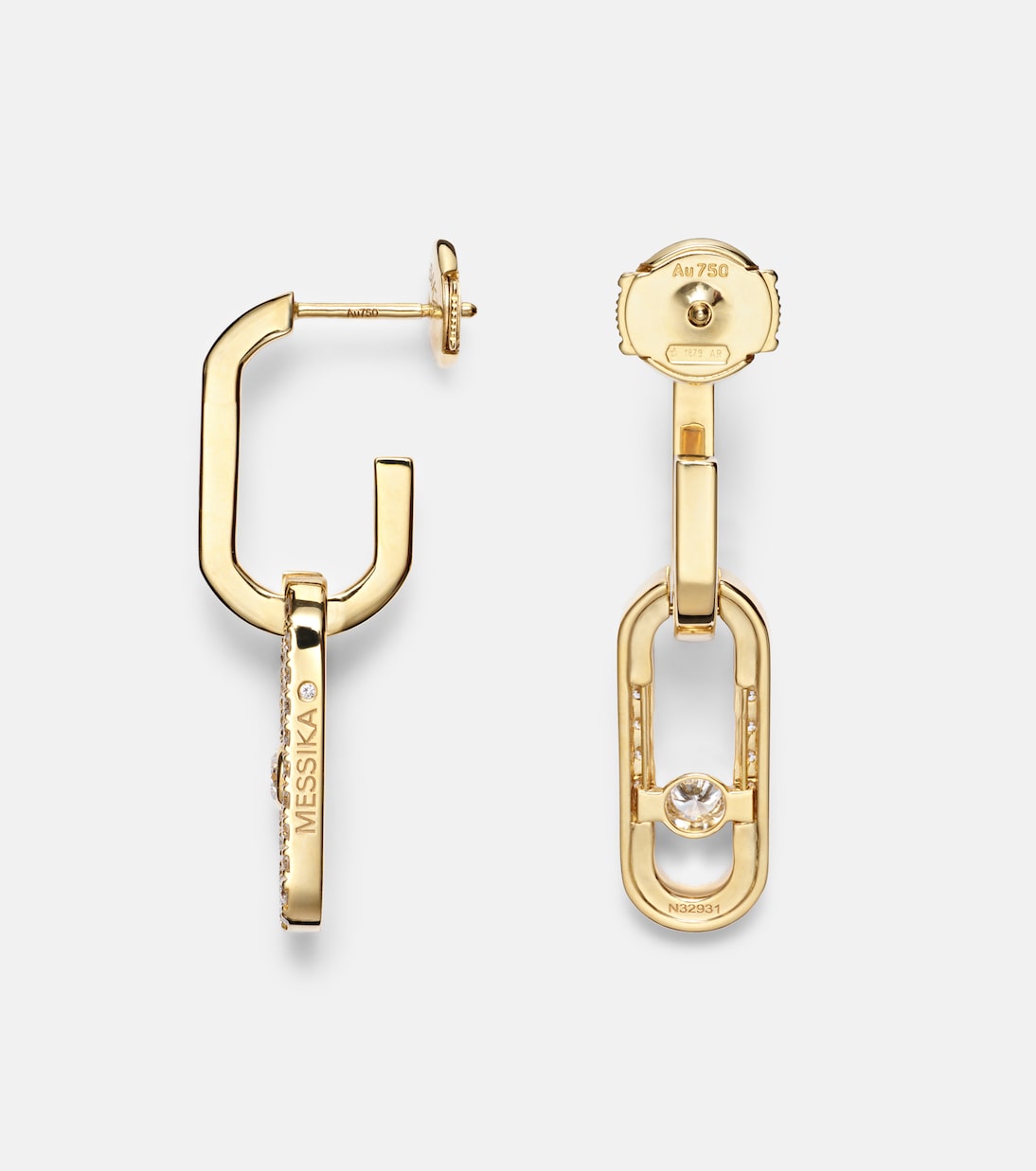 Pendientes Move Link de oro de 18 ct con diamantes | Messika