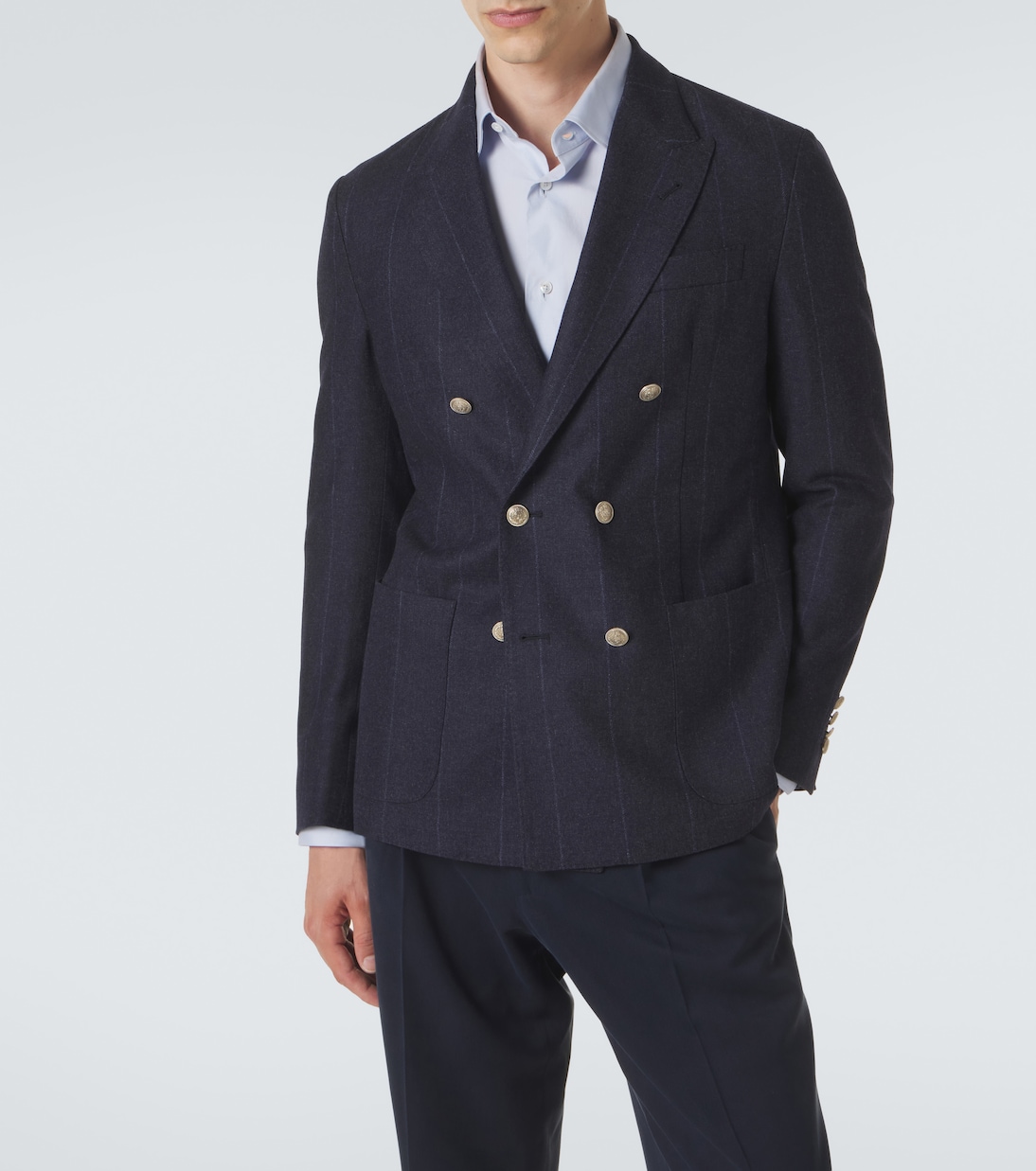 Blazer rayé en laine, coton et cachemire | Eleventy