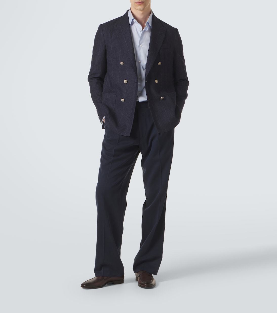 Blazer rayé en laine, coton et cachemire | Eleventy