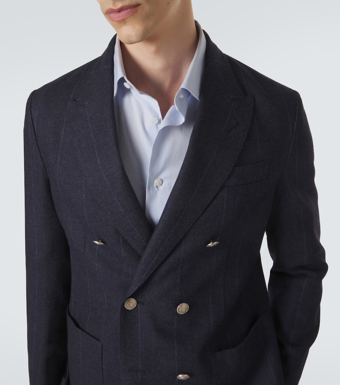 Blazer rayé en laine, coton et cachemire | Eleventy