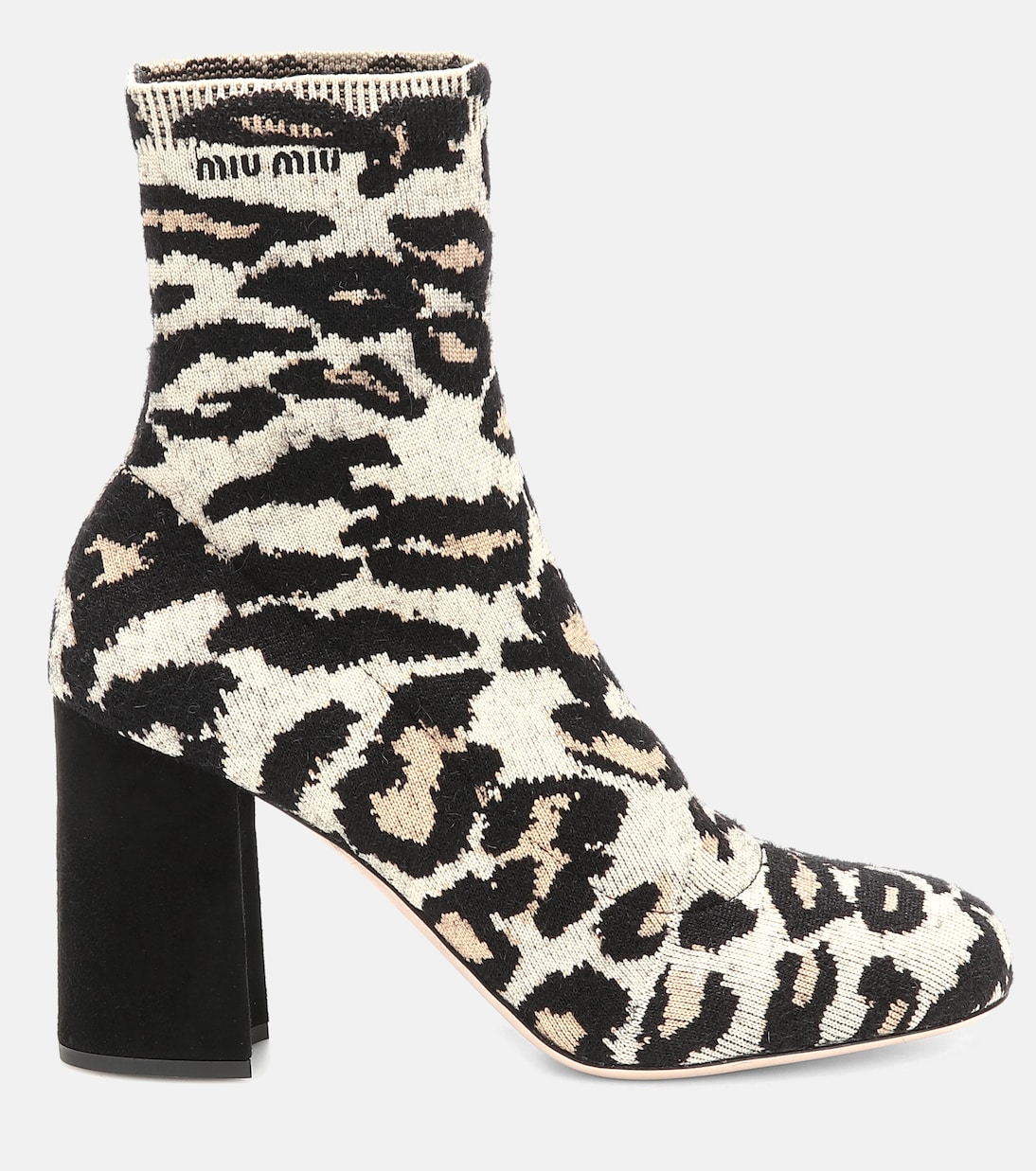 Leopard-print jacquard ankle boots | Miu Miu