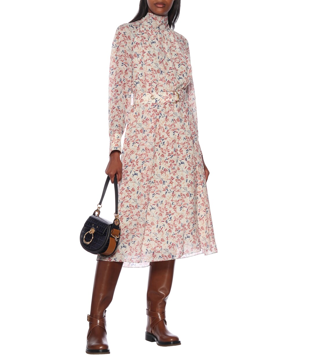 Robe midi en soie à fleurs | Chloé