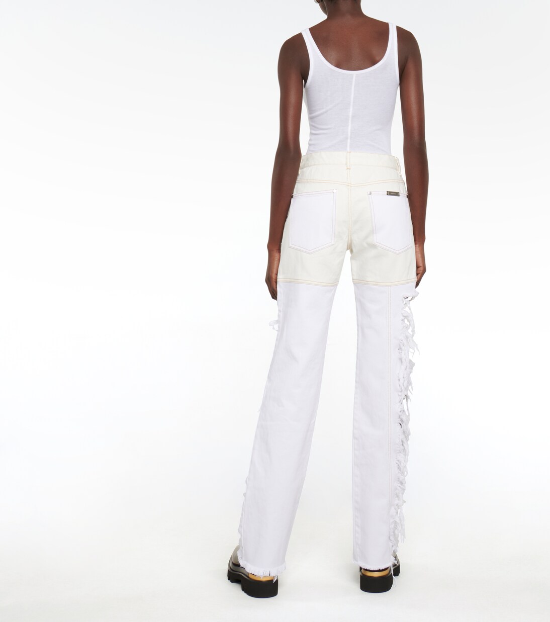 High-Rise Distressed Straight Jeans | Peter Do