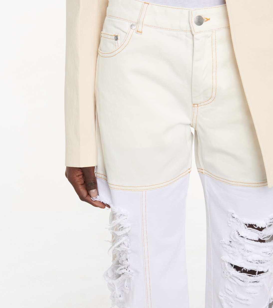 High-Rise Distressed Straight Jeans | Peter Do