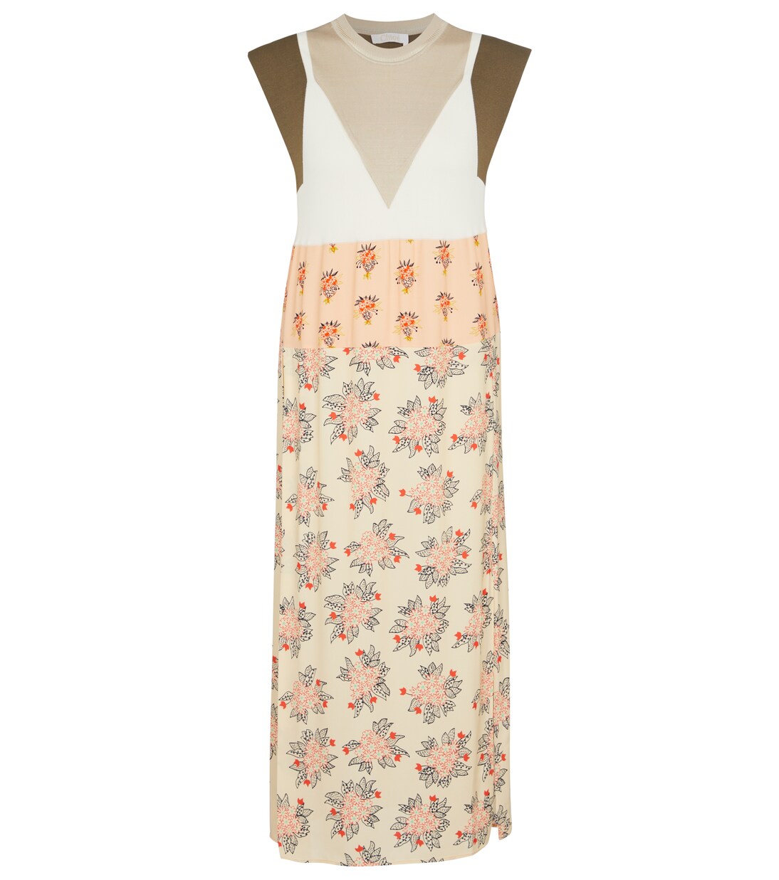 Robe midi intarsia à fleurs | Chloé