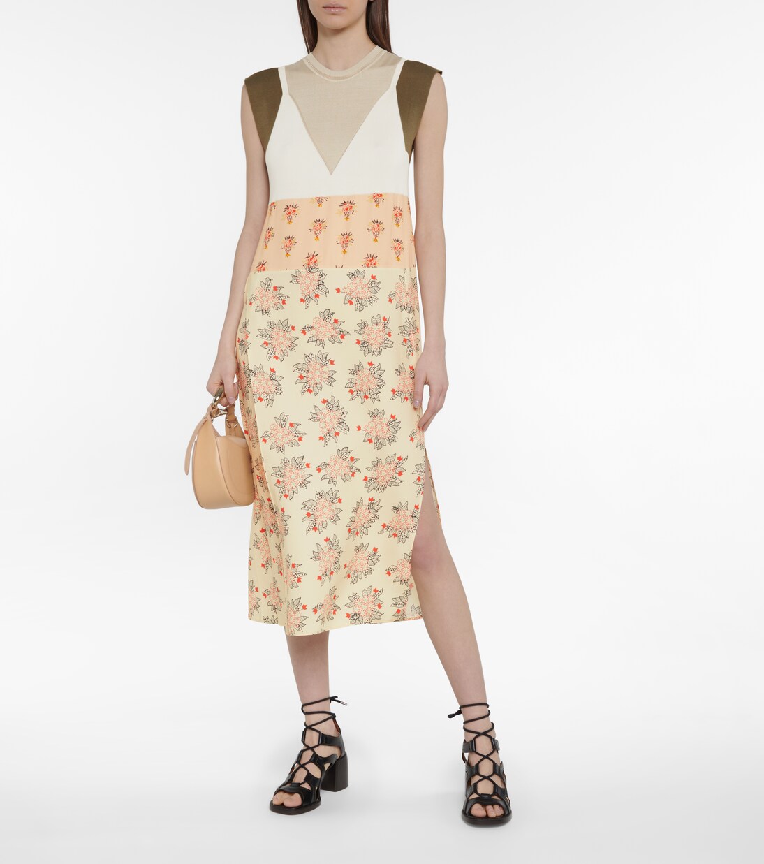 Robe midi intarsia à fleurs | Chloé