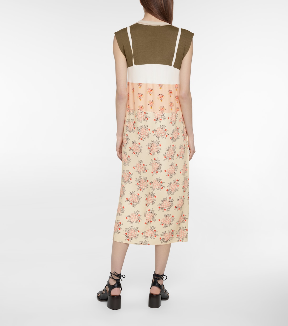 Robe midi intarsia à fleurs | Chloé