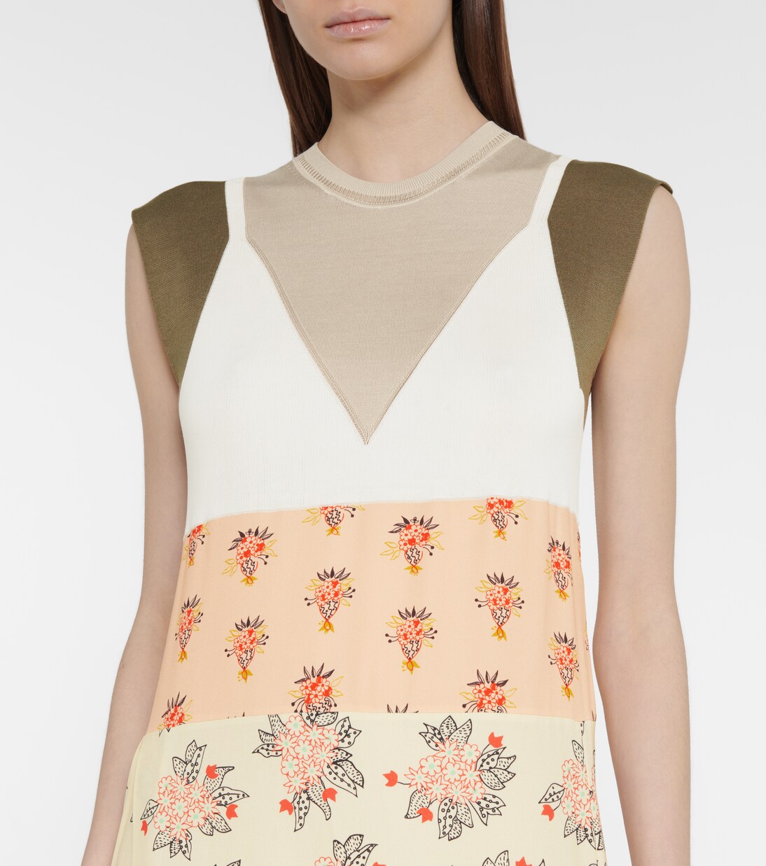Robe midi intarsia à fleurs | Chloé